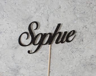 Custom Name Cake or Cupcake topper; Happy birthday; Birthday theme