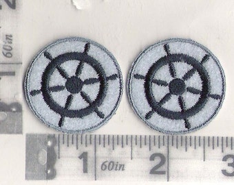 Pair of Nautical Ships Wheel iron on patches