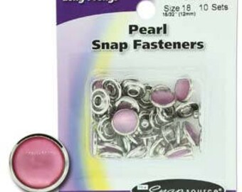 Snap Size 18 Fasteners, Capped Prong Pearl Pink Color - 10 Sets