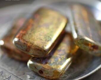 last ones .. ILLUSTRIOUS .. 4 Premium Picasso Czech Glass Beads 19x12mm (2504-4)