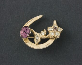Vintage Rhinestone Horseshoe Brooch