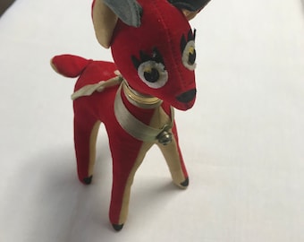 Vintage Velveteen Reindeer, 1970, Made in Japan