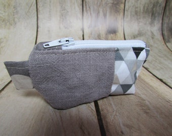 Wallet, cosmetic cotton gray fabric / linen - 9 x 5 x 3 cm - 182