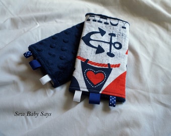 Baby Carrier Teething Pads-Reversible Strap Cover- Ahoy Matey/Navy Minky Drool Pads