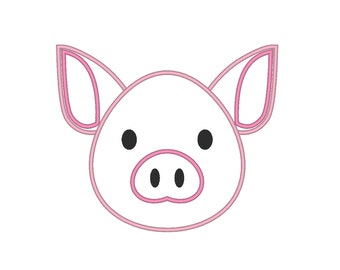 Piglet Baby Pig Applique Embroidery Machine Design