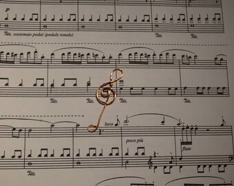 Treble Clef bookmark hammered copper wire. Music lover. Music teacher. Music student