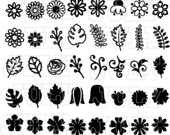 70 % OFF, Flower Svg File, Flowers Cutting Files, Flower Silhouette, Decor Elements Svg, Floral Elements, eps, jpg, png, dxf, pdf,
