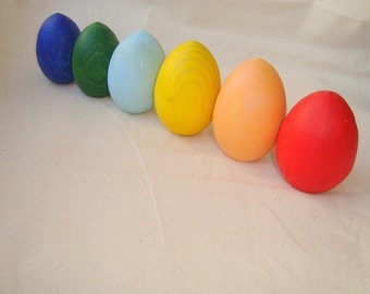Wooden rainbow eggs toys. Wood eggs. Wooden eggs. Montessori toys