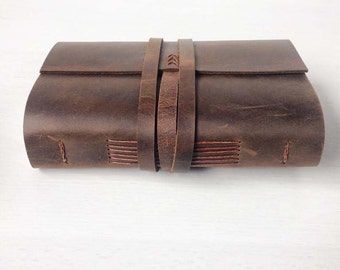 Sketchbook, Leather bound journal, leather notebook, leather travel journal, vintage distressed brown, a6