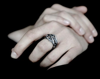Elvish Nest - statement ring - silver twig ring - RedSofa jewelry