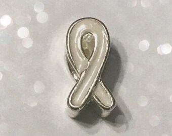 White Ribbon Charm Bead Spacer for Big Hole Jewelry