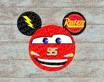 Lightning McQueen Mouse Head SVG, DXF, JPEG, and Studio Downloads