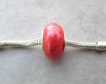 1 Pearl charms / bead European murano ceramic / porcelain Red