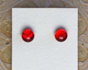 Dichroic Glass Earrings, Red DGE-1331