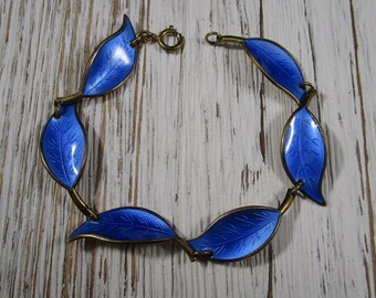David Andersen Norway Enamel Leaf Bracelet Vintage Sterling Silver 12.8 Grams