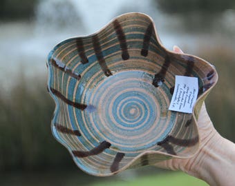 Unique stoneware bowl/wheel-thrown