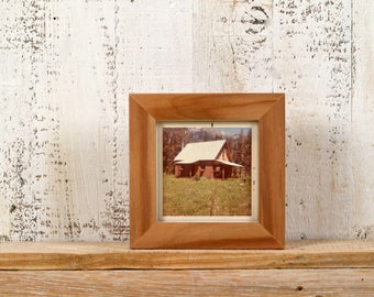 4x4 Square Photo Picture Frame in 1x1 Flat Style on WILLOW with Natural Finish - IN STOCK - Same Day Shipping - 4 x 4 inch Picture Frame