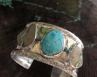 Castle Dome/Sleeping Beauty Turquoise/Royston Ribbon Turquoise/Sterling Silver Cuff
