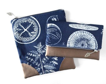 Rustic Wedding Clutch, Navy Clutch Purse, Fold Over Clutch Leather Bridesmaid Purse, Woodland Gift, Fold Over Purse, Blue Bridesmaid Clutch