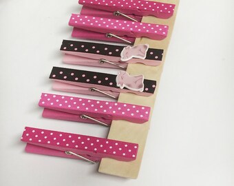 Hand Painted magnetic clothespin set, decorated clothespins, pig clip sets, pig fridge magnets, refrigerator magnets, pig lover gift