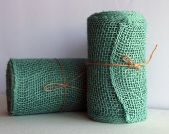 Light Blue Burlap Ribbon. Sky Blue. Teal Burlap Jute Roll. 5.5" x 15.ft. Ribbon for Wreaths,Bows, Floral design, Wedding Decor, Basket Wrap.