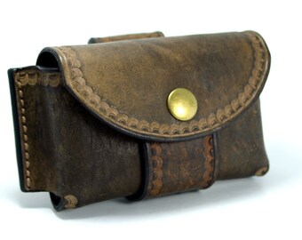 Brown Leather Bushcraft Pouch / Altoids Tin Pouch / Belt Pouch For Firestarting & First Aid Kits! / Handcrafted By PegCity Leather