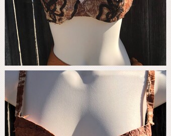 Ready to ship Womens tapa cloth top, 36 A cup bra Tahitian kapa costume, solo competition costume, Tahitian costume, dance,polynesian