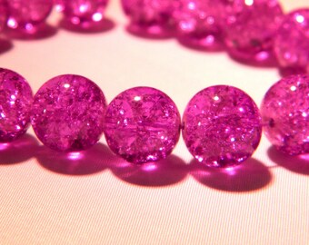 60 6 mm - purple - G274 2 Crackle glass beads