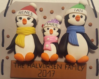Family Christmas ornament, Personalized family ornament, Family ornament gift, Christmas ornament, Penguin ornament, Personalized ornament