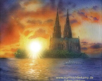 Cologne is an island - Cologne is on island - painting painting - original