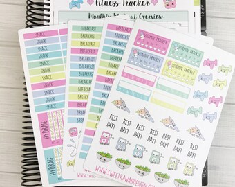 Kawaii Nutrition/Fitness Log Sticker Bundle NEW