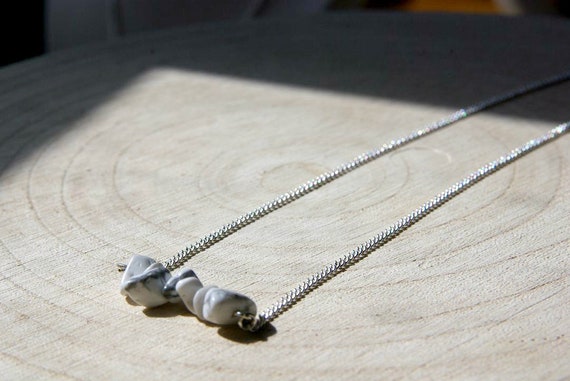 Howlite Bar necklace, 925 Sterling Silver, Howlite Necklace, Gemstone Bar, birthstone, Howlite jewelry, Minimalist, Gift for Her, Zodiac