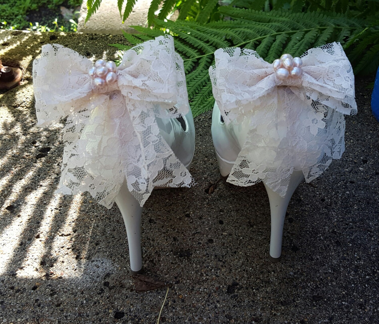 Lace Wedding Shoe Clips Bridal Shoe Clips Chantilly Lace Bow