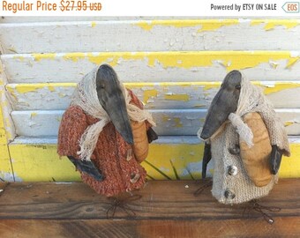Red,White&BlueSale Primitive Doll Lena Crows Holding Loaf of Bread ready to ship