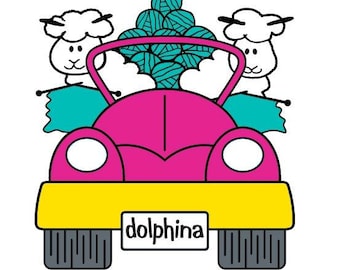 First Dolphina Pin! Knitting chicks on the road!