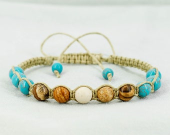 Turquoise bracelet turquoise jewelry gemstone jewelry bead bracelet adjustable bracelet men bracelet women bracelet mom birthday gift idea