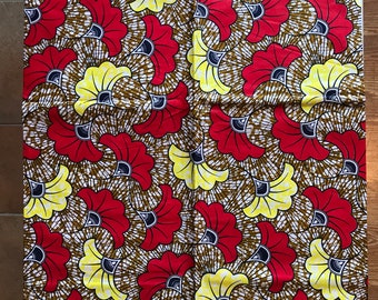 A687 6yds Vlisco red yellow floral design ethnic print African fabric/ African Wax print/ Ankara/ African Cloth/ African Material