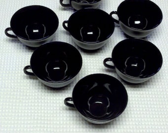 Vintage Black Amethyst Glass Cup, Art Deco Design, Circa 1920s, L.E. Smith Glass Co.