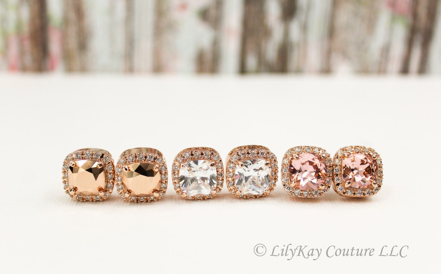 Rose Gold Bridal Earring Blush Bridal Earring Blush Bridesmaid