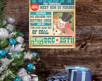 Frosty The Snowman Sign, Vintage Christmas Print, Printable, Vector, Poster, Fixer Upper, Magnolia Farms, Rustic, Joanna Gaines