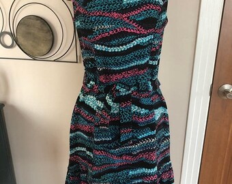 Final Vintage Liberty Circle 60s 70s Sleeveless Belted Day Dress
