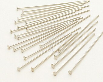 FD-103-OR / 120 Pcs - 22 Gauge Headpins, Silver(Original Rhodium) Plated over Brass / 30mm x 0.6mm