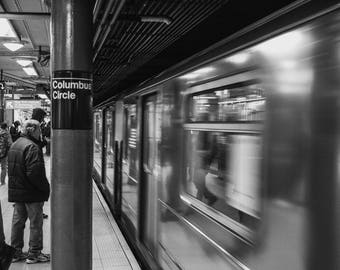 New York Subway Photo Black and White Print