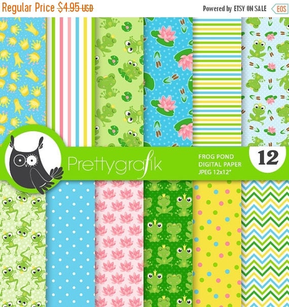 80 OFF SALE Frog paper digital papers commercial use pirate