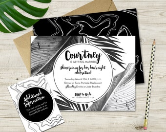 Monochrome Hen's Night Invitation
