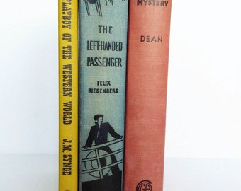 Lot of 3 Old Books vintage Distressed Antique Display Props Decorative