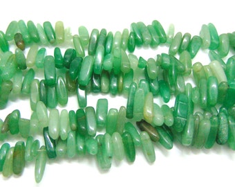 Natural Green Aventurine Stick Chip Beads, top drilled, 15" full strand, genuine gemstone, jewelry making, green gemstone beads, #CHTD-002