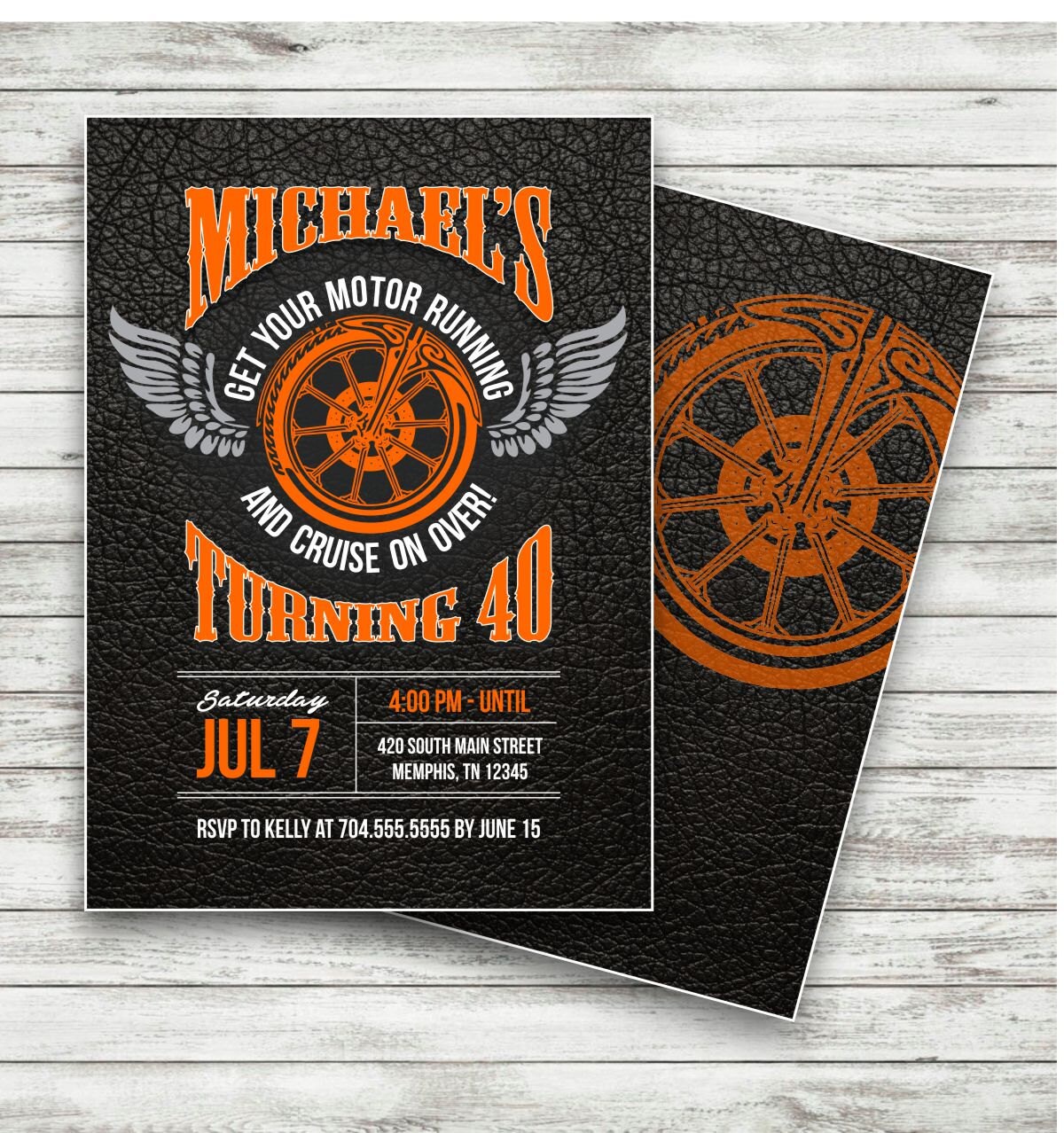 Motorcycle Biker Birthday Invitation Vintage Motorcycle