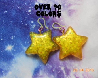 Kawaii Sparkly Star Earrings, Pastel Goth, Fairy Kei, Harajuku