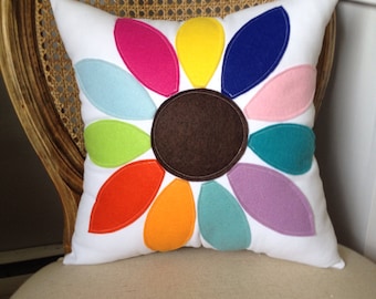 flower rainbow pillow